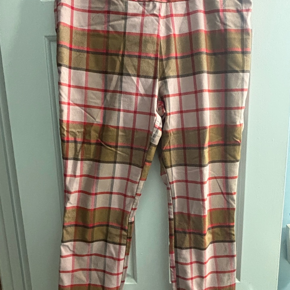 New York & Company Red and Brown Plaid Pants
